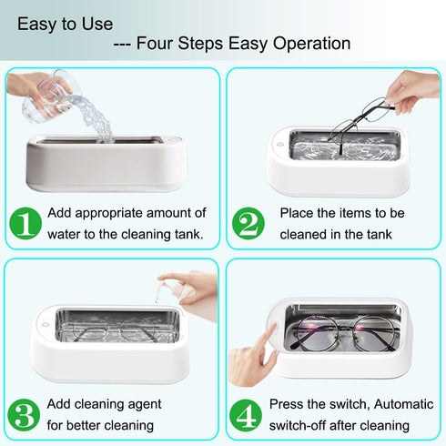 640ML 48KHz Ultrasonic Glasses Cleaner Ultrasonic Jewelry Cleaner for All Jewelry Ring Gold Silver Cleaner Powerful
