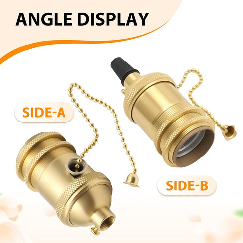 DUZFOREI 2 Pack 2 Solid Brass Light Socket with Socket Rings, Suitable for Handmade Lighting, Lamps, Pendants
