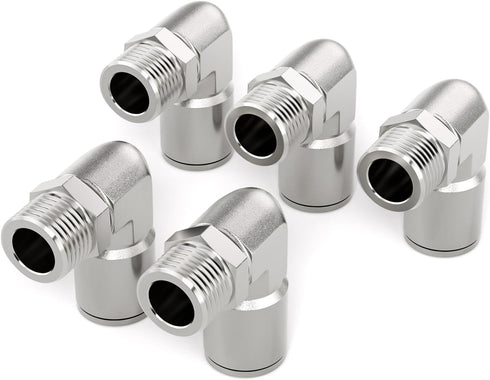 TAILONZ PNEUMATIC 304 Stainless Steel Male Elbow - 3/8 Inch Tube OD x 1/2 Inch NPT Thread Fitting (Pack of 2)