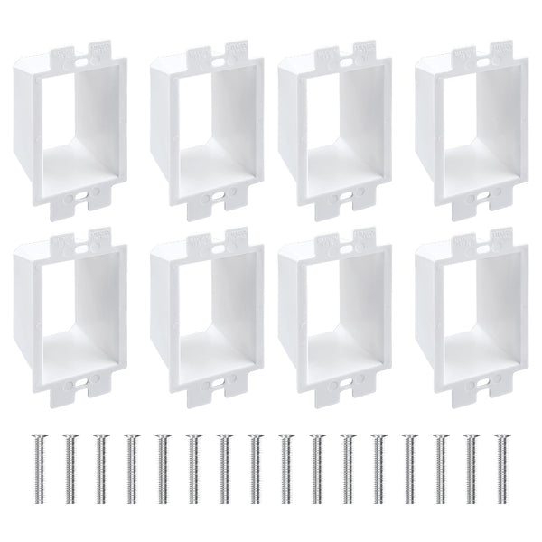 8pcs BE1-2 Electrical Outlet Box Extenders, 1 Gang Extension with 16pcs Screws for Power Switch Receptacles