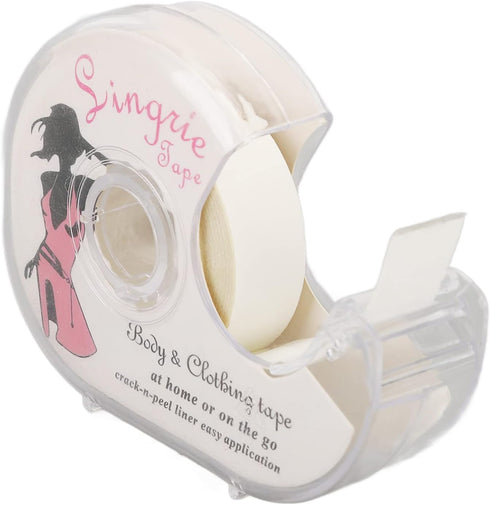 Double Sided Clothing Tape, 2 Rolls Body Tape with Dispenser, Transparent Strong Fabric Tape for Dress, Clothes, Women