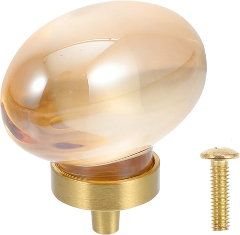 Generic 10 Pack Amber Glass Egg Shaped Gold Pulls