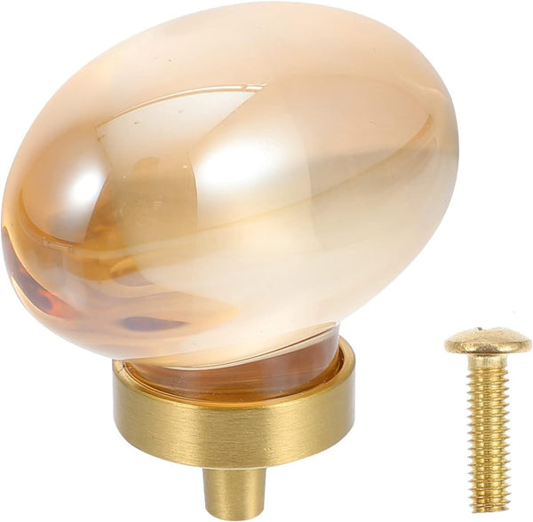 Generic 10 Pack Amber Glass Egg Shaped Gold Pulls