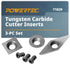 POWERTEC Tungsten Carbide Cutter Insert Set, 6 Pcs for Wood Lathe Tools, 11mm Flat Square, 12mm Round, 10 x 28mm Diamond