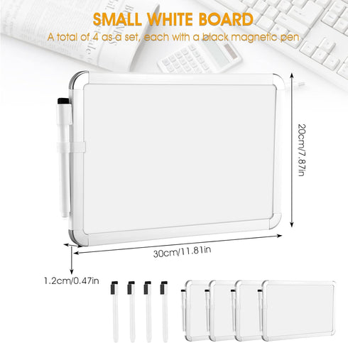 Sherr 4 Pcs Dry Erase Board, 7" x 11" Small Board Dry Erase for Kid, Student Wall Board with Black Dry Erase Marker Pen, Mini Board for Office(Black) by Sherr