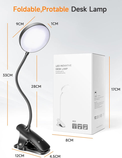 Mubarek Reading Lamp, 400LM 36 LED Reading Light, USB Rechargeable Battery Operated Table Lamp, 5 Levels Brightness
