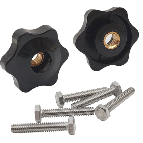 6 Star T Track Knobs and Bolts Kit, 5 Pack 6 Star Knobs 1/4 Inch 20 Female + 5 Pack 1/4in 20 Thread T Bolts, Threaded Hexagon Head Thru Knob Clamping Knobs Jig Knobs T Knob