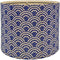 Generic Modern Bamboo Drum Lamp Shade with Blue Art Deco Pattern, Table and
