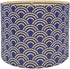 Generic Modern Bamboo Drum Lamp Shade with Blue Art Deco Pattern, Table and