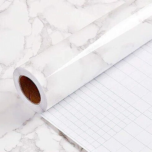 Yancorp White Gray Contact Paper Marble Wallpaper Peel and Stick for Kitchen Countertops Backsplash, 11.8"X120"
