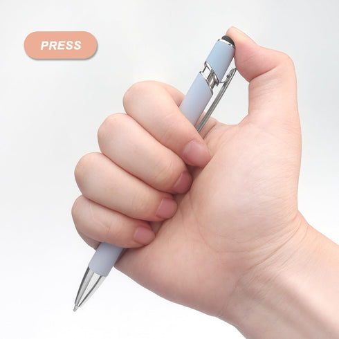 Ballpoint Pen 2-in-1 Stylus, Retractable Metal Stylus Pen for Touch Screens, 1.0 mm Black Ink, 6 Pack (Pastel Color)