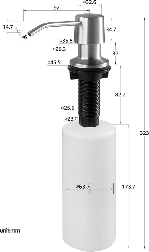 -16oz Countertop 4 Inch 47 Inch Styever Soap Dispenser for Kitchen Sink with Pump Bottle Built in Dish soap Dispenser