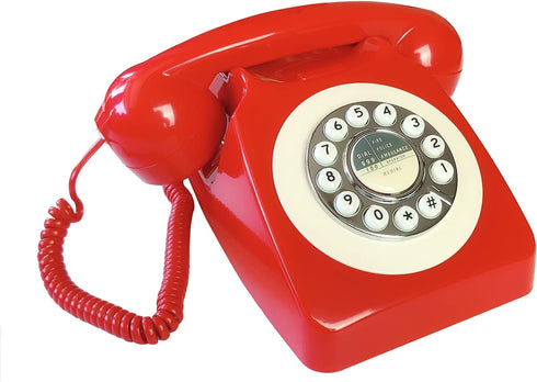TelPal Corded Retro Phone, Red 80's Classic Telephone, Landline/Wired Antique Phone for Home, Office, Hotel