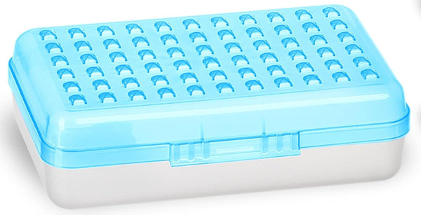 Enday Pencil Box Blue, Plastic Small Dots Pencil Case, School Storage Utility Supplies Box Organizer (1 PK)