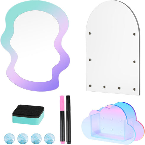 MoKo Locker Accessories Set, 5 in 1 Back to School Supplies, Magnetic Acrylic Board, Locker Mirror, Markers Holder
