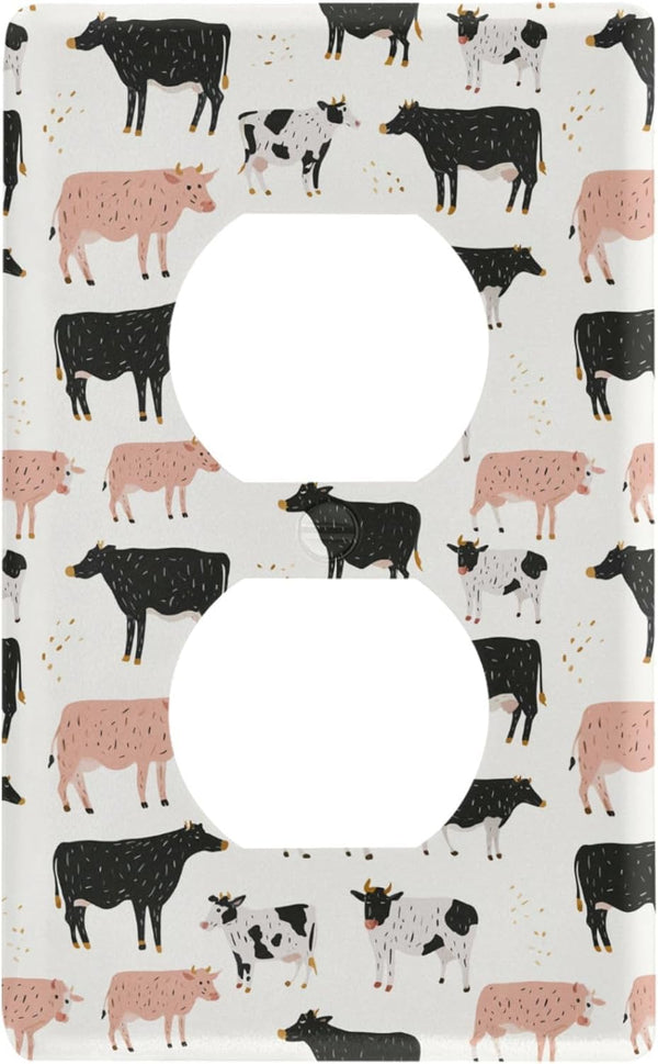 foixnub Duplex Outlets Wall Plate Cover Cute Dairy Cattle Cows 1 Gang Duplex
