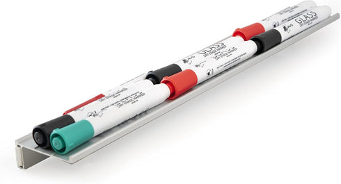 Sleek Silver Magnetic Marker Tray for Dry Erase Boards
