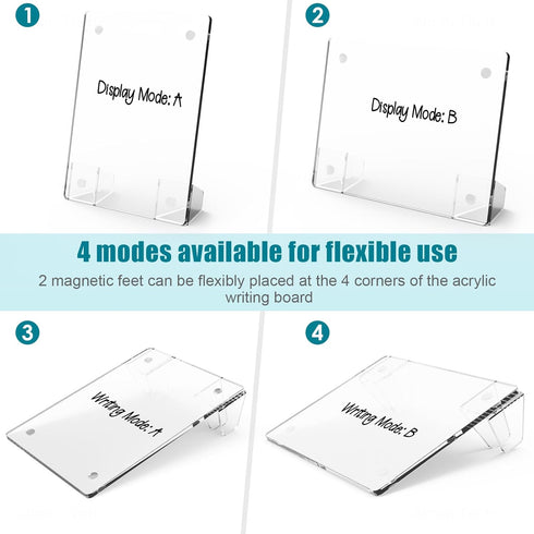 Frosted Acrylic White Board 8x6 Inches, Frameless Desktop Tablet Dry Erase Board with Flexible Magnetic Stand and Markers, Mini Whiteboard Desk Accessories for Home, Office, School by NiOffice