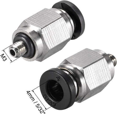 uxcell Straight Pneumatic Push To Quick Connect Fittings M3 Male x 4mm Tube OD Silver Tone 2pcs by uxcell
