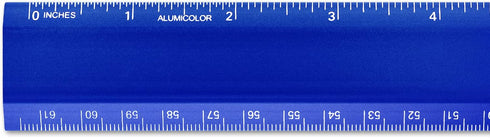 Alumicolor Aluminum Non-Slip Desk Ruler, 24IN, Blue
