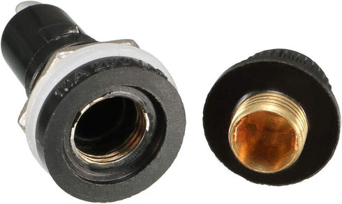 uxcell 2pcs AC 10A 250V 5mm x 20mm Black Electrical Panel Mounted Screw Cap Fuse Holder