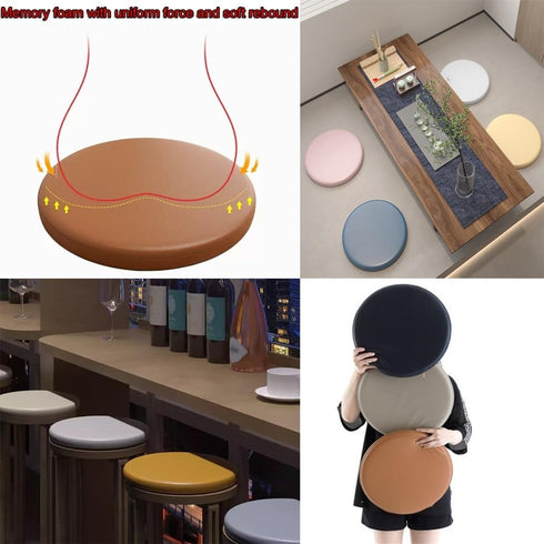 HCZKIUJ 4.5cm 35cm(13.8inch)) Leather Round Chair Cushion, Bar Stool Cushion, Card Seat/Window/Restaurant/Memory Foam