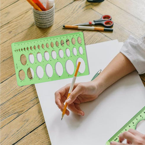 Circle Templates, 3 Pack Ellipse Drawing Stencils for Drafting and Measuring Tools for Artist Design and Drawing Aid