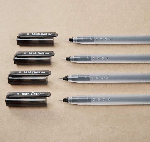 czxwyst 8761 Basic Liner Gel Ink Pens, 0.5mm Fine Point (Black Color 12-Pack)
