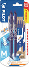 Pilot Frixion Clicker Retractable Gel Ink Pens, Blue Ink, Medium 0.7mm Nib, Blister Pack of 2 + 6 Bonus Refills