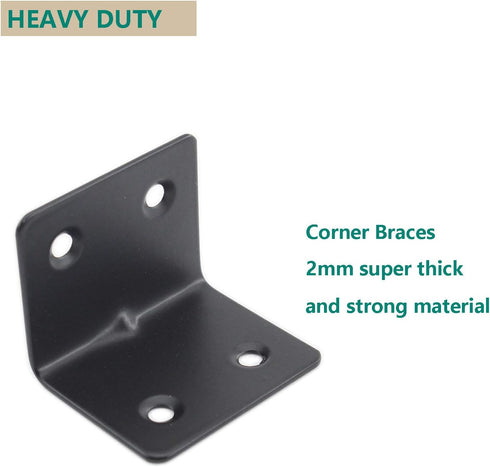 90 8 Pack Black(38x30x30mm) Heavy Duty Stainless Steel Corner Bracket,ULIFESTAR L Shaped Shelf Bracket Degree Corner