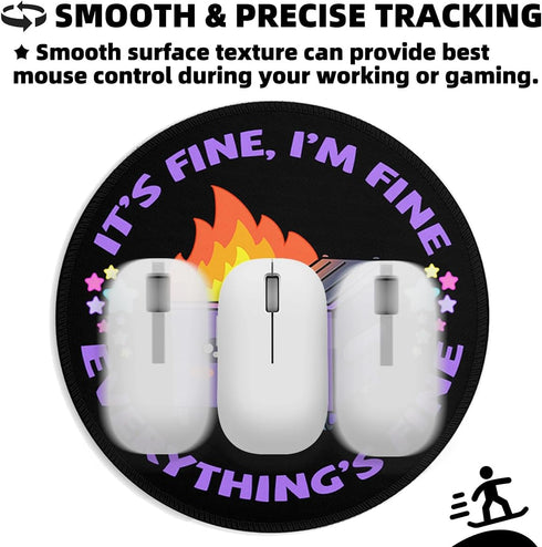 Small Mouse Pad Dumpster on Fire, Cute Funny Round Mousepad for Desk Accessories, This is Fine, 8.6 x 8.6 Inch
