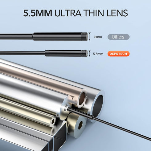 DEPSTECH Industrial Endoscope - 5.5mm 1080P HD Digital Borescope Inspection Camera with 4.3 Inch LCD Screen, IP67