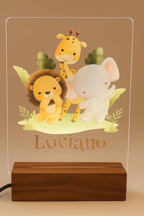 Personalized Led Night Light Name for Kids, Custom Cute Forest Animals with