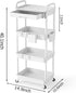 4 Tier Rolling Utility Cart with Drawer, Plastic Storage Organizer Rolling Carts with Wheels Handles Hanging Cups Hooks