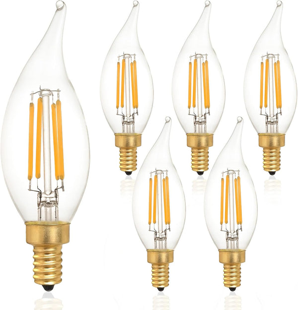 CA11/C35 LED Chandelier Bulbs, E12 Base, Dimmable, 40W Equivalent (4W), 3000K Soft