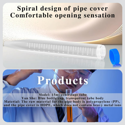 Centrifuge Tubes, 10ml 15mL 50ml Conical Test Tubes with Filter, Leak-Proof Plastic Container with Graduated and Write