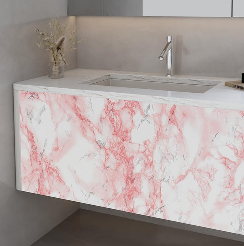 LACHEERY Marble Contact Paper Pink White Marble Peel and Stick for Countertops, Waterproof Wallpaper 15.8"x80"