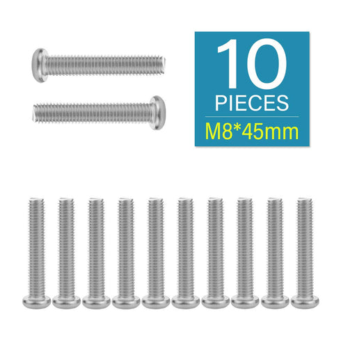 M8 x 45mm Machine Screws (10pcs), Pan Phillips Cross Head Screws for Samsung Series TV, 18/8 Stainless Steel