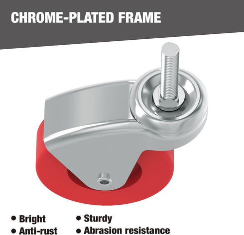 BIG RED 2.5 Inch Stem Caster Wheels Set of 6, Heavy Duty 360 Degree Swivel Stem Casters