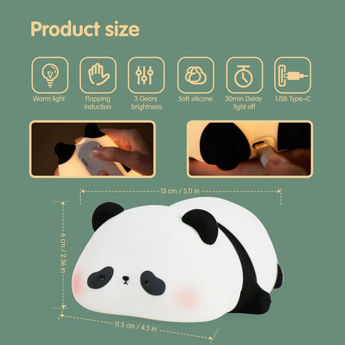 Dimmable VTIGER Panda Night Light, LED Squishy Cute Lamp, Night Light for Kids, Silicone Panda Light, Girls Baby