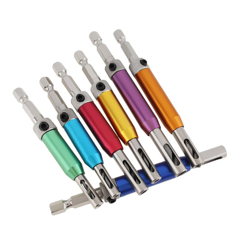 7pcs Self Centering Drill Bit Set, Hex Shank Hinge Drill Bits Tool for Woodworking