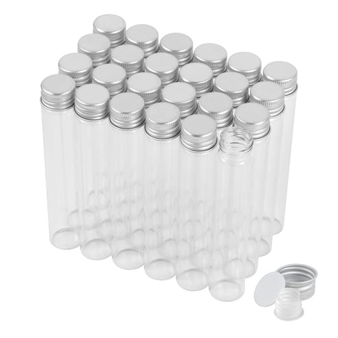 30ml Glass Clear Test Tubes with Screw Caps, Leak-Proof Flat Test Tubes, 24PCS for Liquid Sample Vials