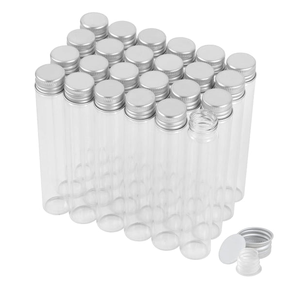 30ml Glass Clear Test Tubes with Screw Caps, Leak-Proof Flat Test Tubes, 24PCS for Liquid Sample Vials