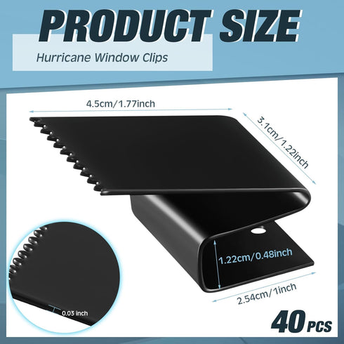 40 Pack 1/2 Inch Dunzy Hurricane Window Clips Fit Thick Plywood Carbon Steel Hurricane Clips Reusable Storm Window