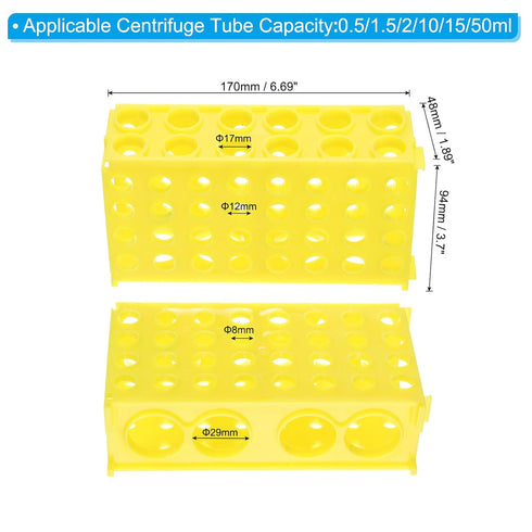 PATIKIL 80 Wells Tube Rack, 1 Pcs Vial Rack Four Panel Centrifuge Tube Holder for Microcentrifuge Tubes 0.5/1.5/2/10/15/50ml, Yellow