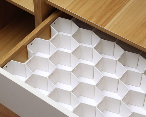 Honeycomb Drawer Organizer and Divider, 32 Pieces for Underwear, Socks, Ties, Office Supplies (White)