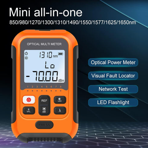 Fiber Optic Cable Tester, Portable Optical Fiber Power Meter with Universal FC/SC/ST Interface and Built-in 2Mw Visual