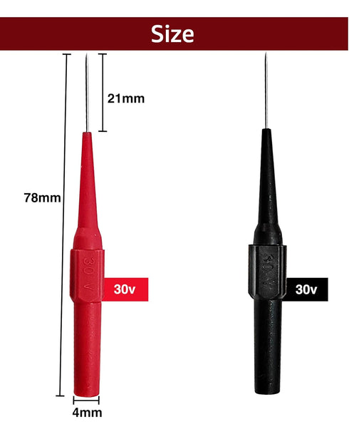 Extra-Thin Multimeter Test Leads, 0.7mm Multimeter Probes, Multimeter Back Probe Kit, Circuit Tester Probe Pins, Multimeter Probes for Banana Socket Plug,Non-Destructive Insulation Wire Piercing Lead