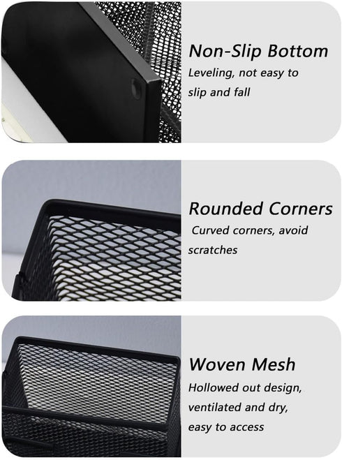 Desk Organizer, Desktop Mesh Pen Pencil Holder Caddy with 4 Compartments for Office, Home, School Supplies