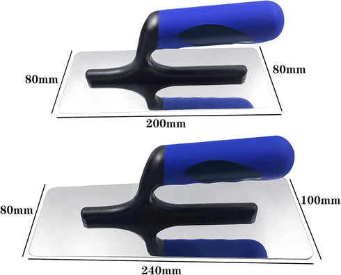Stainless Steel Venetian Plaster Trowel 2 PC (Small: 200mm x 80mm & Medium: 240mm x 100mm) Paint Plastering Finishing Hand Tools by EVERSOLID